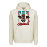 Oatmeal Heather merry christmas highland calf baby cow Premium Hoodie - RanaPortraitStore