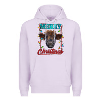 Lilac merry christmas highland calf baby cow Premium Hoodie - RanaPortraitStore