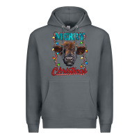 Rock merry christmas highland calf baby cow Premium Hoodie - RanaPortraitStore