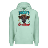 Seafoam merry christmas highland calf baby cow Premium Hoodie - RanaPortraitStore