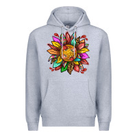 Heather Grey strawberry sunflower Premium Hoodie - texasbilliewilder