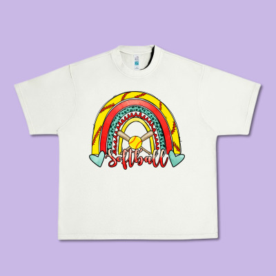 Softball Rainbow Urban Heavy Tee Designed By Ranaportraitstore
