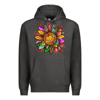Charcoal Heather strawberry sunflower Premium Hoodie - texasbilliewilder