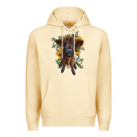 Pina Colada highland cow with sunflower Premium Hoodie - RanaPortraitStore