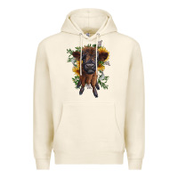 Tofu highland cow with sunflower Premium Hoodie - RanaPortraitStore