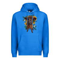 True Royal highland cow with sunflower Premium Hoodie - RanaPortraitStore