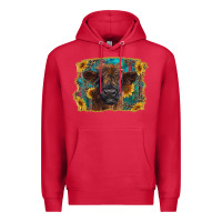 Cardinal highland cow calf with western background Premium Hoodie - RanaPortraitStore