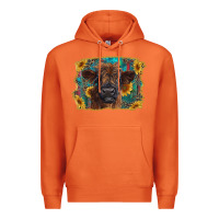 Carrot highland cow calf with western background Premium Hoodie - RanaPortraitStore