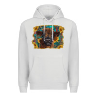 Dove Grey highland cow calf with western background Premium Hoodie - RanaPortraitStore