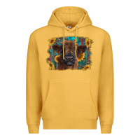Mustard highland cow calf with western background Premium Hoodie - RanaPortraitStore