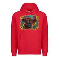 Red highland cow calf with western background Premium Hoodie - RanaPortraitStore