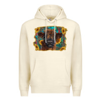 Sandshell highland cow calf with western background Premium Hoodie - RanaPortraitStore