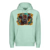 Seafoam highland cow calf with western background Premium Hoodie - RanaPortraitStore