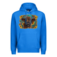 True Royal highland cow calf with western background Premium Hoodie - RanaPortraitStore