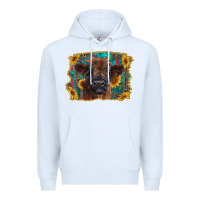 White highland cow calf with western background Premium Hoodie - RanaPortraitStore