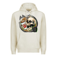 Oatmeal Heather race skull Premium Hoodie - Zillion Design Studio