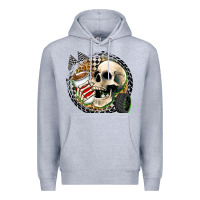 Heather Grey race skull Premium Hoodie - Zillion Design Studio