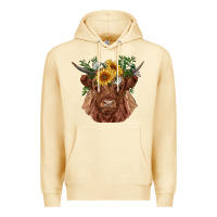 Pina Colada highland cow with sunflowers Premium Hoodie - RanaPortraitStore