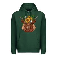 Sports Green highland cow with sunflowers Premium Hoodie - RanaPortraitStore