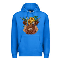 True Royal highland cow with sunflowers Premium Hoodie - RanaPortraitStore