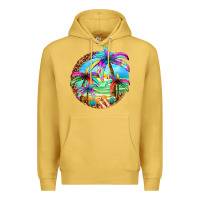 Antique Gold summer colorful palms Premium Hoodie - texasbilliewilder
