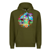 Army Green summer colorful palms Premium Hoodie - texasbilliewilder