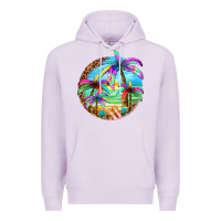Lilac summer colorful palms Premium Hoodie - texasbilliewilder