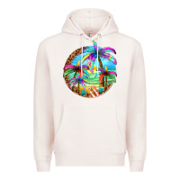 Pale Pink summer colorful palms Premium Hoodie - texasbilliewilder