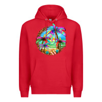Red summer colorful palms Premium Hoodie - texasbilliewilder