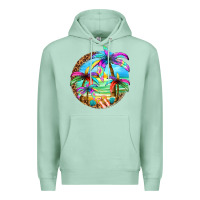 Seafoam summer colorful palms Premium Hoodie - texasbilliewilder