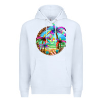 White summer colorful palms Premium Hoodie - texasbilliewilder