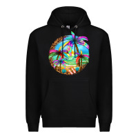 Black summer colorful palms Premium Hoodie - texasbilliewilder
