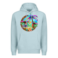 Blue Mist summer colorful palms Premium Hoodie - texasbilliewilder