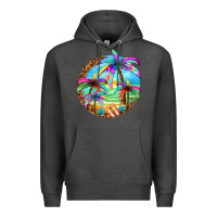 Charcoal Heather summer colorful palms Premium Hoodie - texasbilliewilder