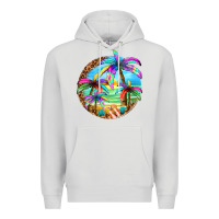 Dove Grey summer colorful palms Premium Hoodie - texasbilliewilder