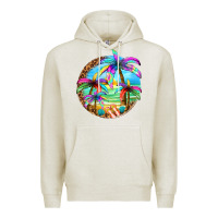 Oatmeal Heather summer colorful palms Premium Hoodie - texasbilliewilder