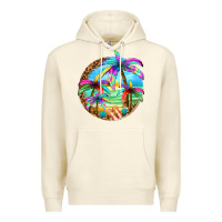 Sandshell summer colorful palms Premium Hoodie - texasbilliewilder