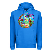 True Royal summer colorful palms Premium Hoodie - texasbilliewilder