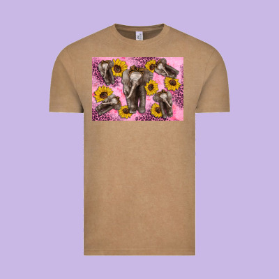 Baby Elephant Sunflowers Kid's Bottle Vintage Tee Designed By Artiststas