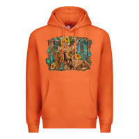 Carrot highland cow family cattle and calf with sunflower and turquoise backg Premium Hoodie - RanaPortraitStore
