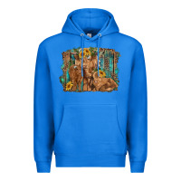 Highland Cow Family Cattle And Calf With Sunflower And Turquoise Backg Premium Hoodie | Teevron