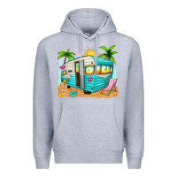 Heather Grey summer caravan Premium Hoodie - texasbilliewilder