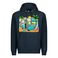 Navy summer caravan Premium Hoodie - texasbilliewilder
