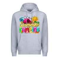 Heather Grey summer camping Premium Hoodie - texasbilliewilder