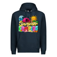 Navy summer camping Premium Hoodie - texasbilliewilder