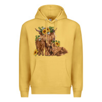 Antique Gold highland cow family Premium Hoodie - RanaPortraitStore