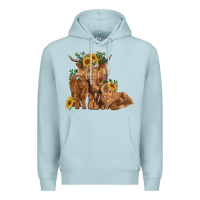 Blue Mist highland cow family Premium Hoodie - RanaPortraitStore