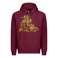 Burgundy highland cow family Premium Hoodie - RanaPortraitStore