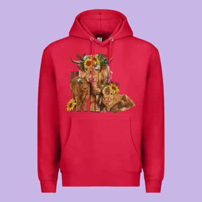 Highland Cow Family Premium Hoodie Designed By Ranaportraitstore