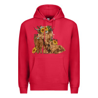 Cardinal highland cow family Premium Hoodie - RanaPortraitStore